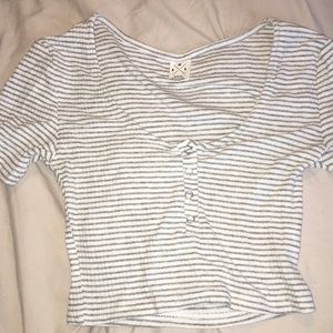 size small grey and white shirt half top